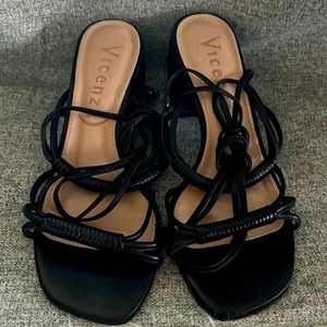 Free People Leather Love Struck Heel by Vicenza Black Sandals